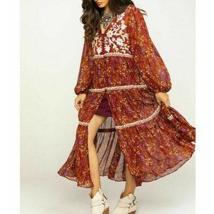 FREE PEOPLE Call On Me Embroidered Maxi Duster